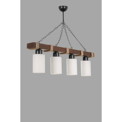 Lustr na řetězu JASMIN 4xE27/40W/230V hnědá/bílá