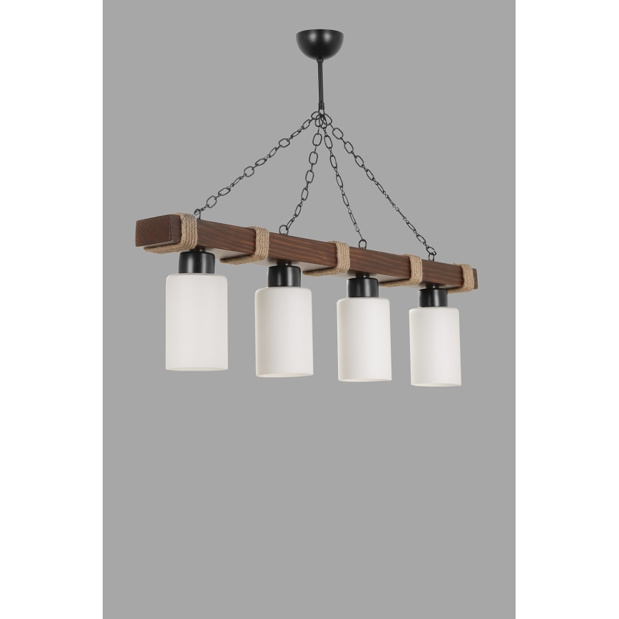 Lustr na řetězu JASMIN 4xE27/40W/230V hnědá/bílá