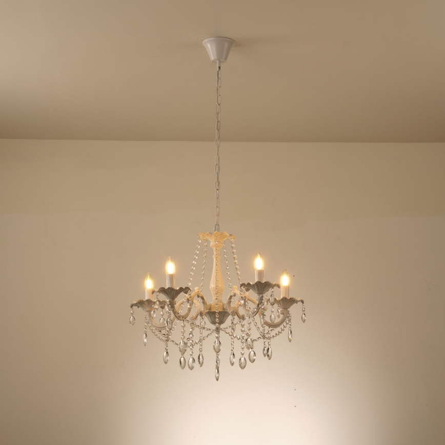 Lustr na řetězu KRISTALLO 5xE14/15W/230V