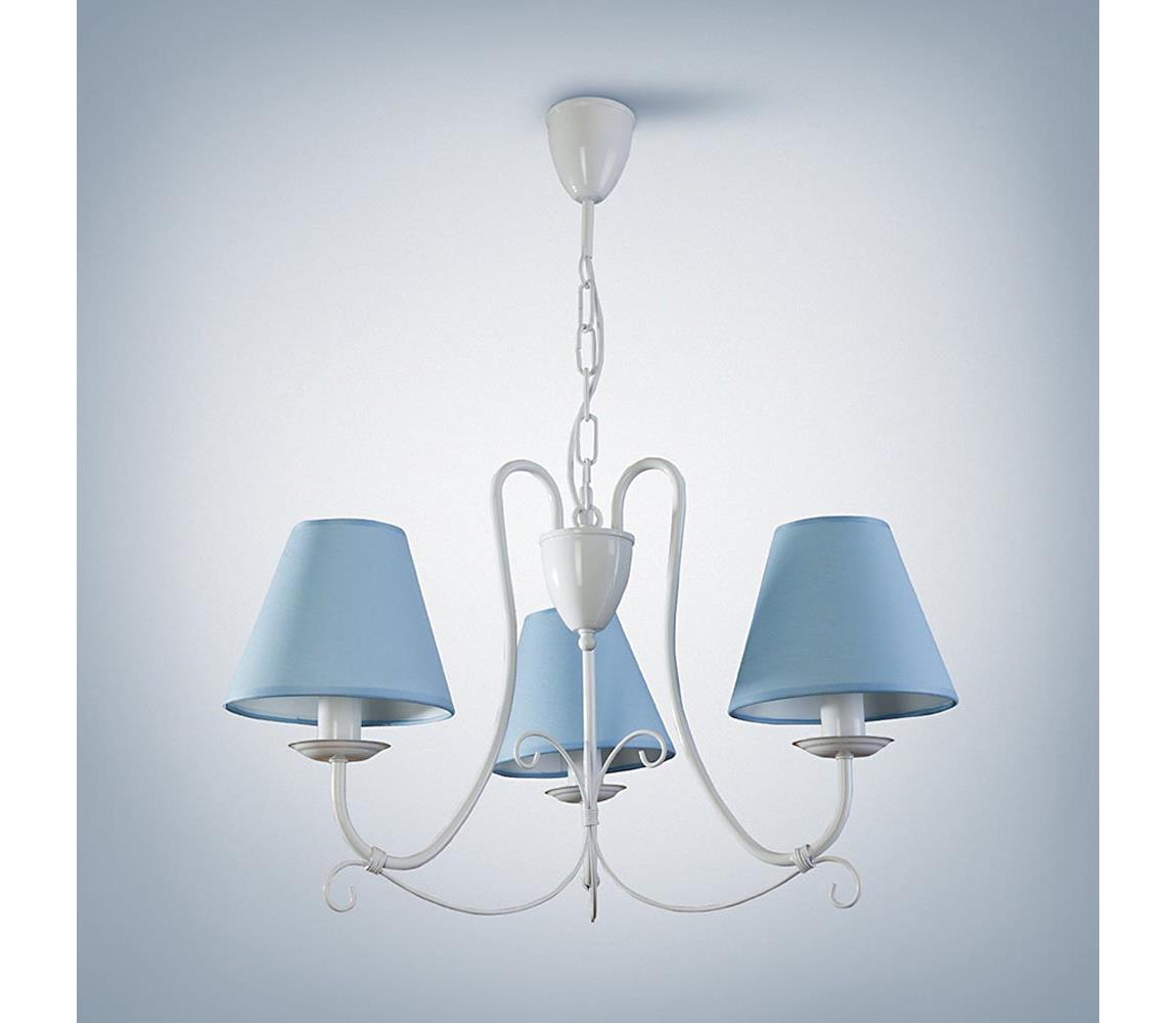 Light4home Lustr na řetězu LILLIAN 3xE14/40W/230V světle modrý LH0087