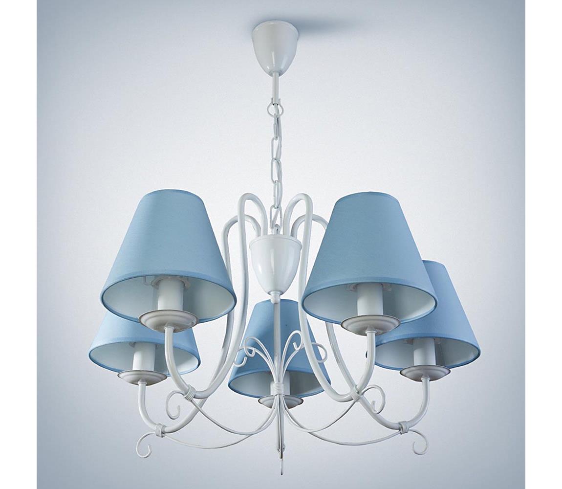 Light4home Lustr na řetězu LILLIAN 5xE14/40W/230V světle modrý LH0086