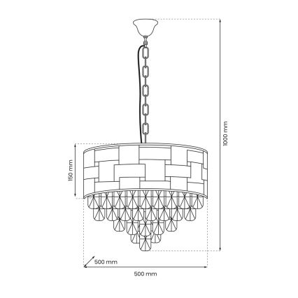 Lustr na řetězu LUXURIA 9xE14/40W/230V zlatá