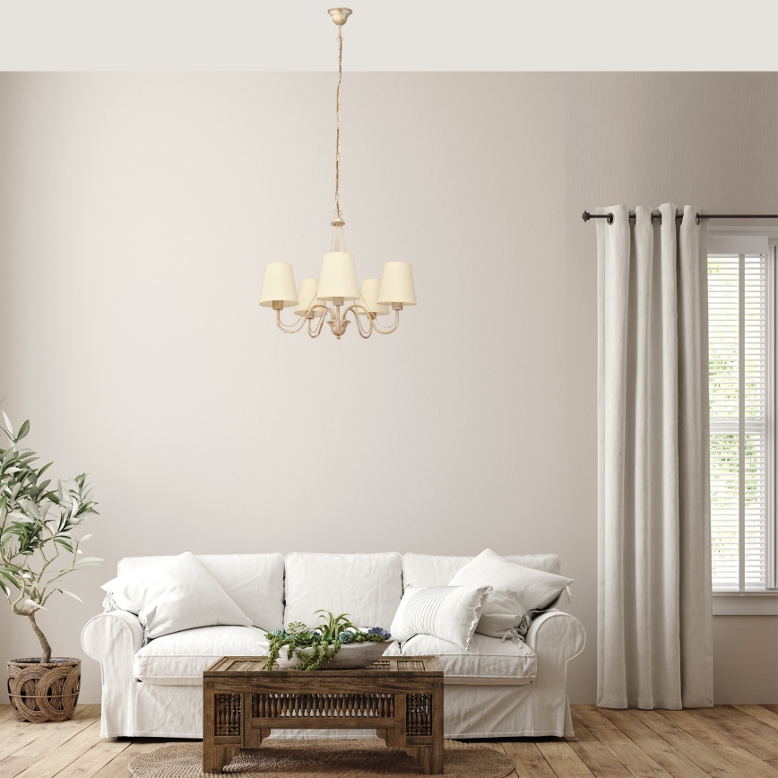 Lustr na řetězu MALBO 5xE27/15W/230V béžová