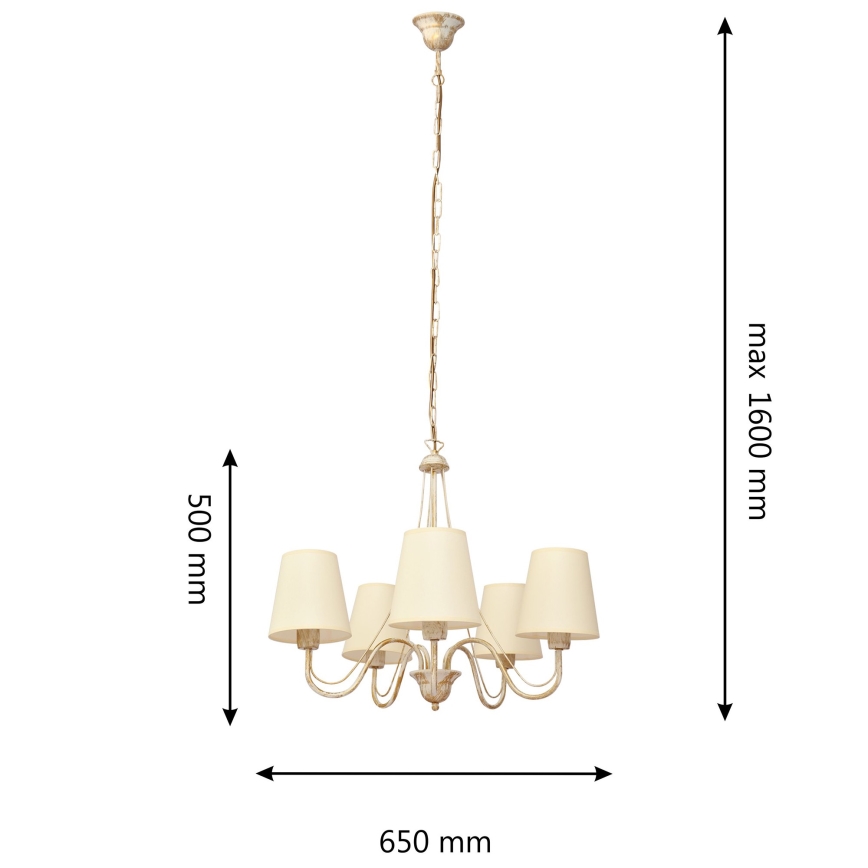 Lustr na řetězu MALBO 5xE27/15W/230V béžová