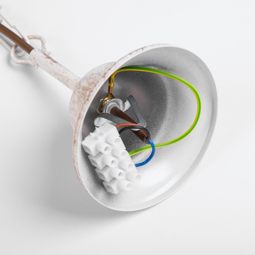 Lustr na řetězu MALBO 8xE14/10W/230V bílá/zlatá/patina