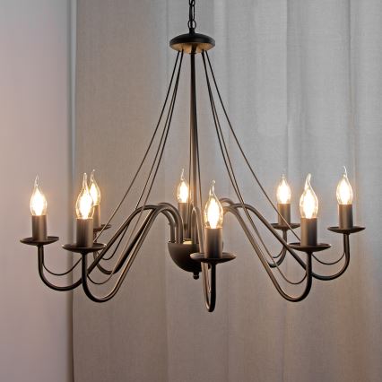 Lustr na řetězu MALBO 8xE14/10W/230V černá