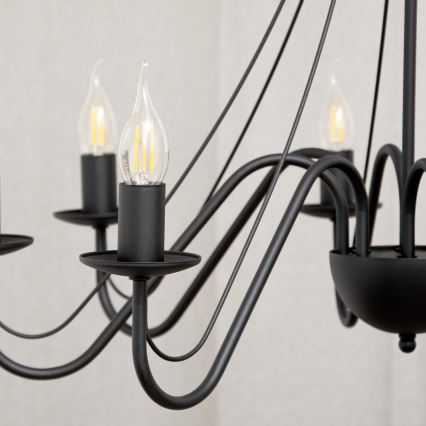 Lustr na řetězu MALBO 8xE14/10W/230V černá