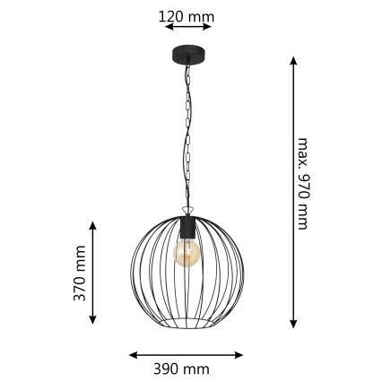 Lustr na řetězu MERCURE 1xE27/15W/230V černá