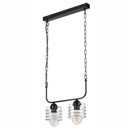 Lustr na řetězu MORGAN 2xE27/60W/230V černá/chrom
