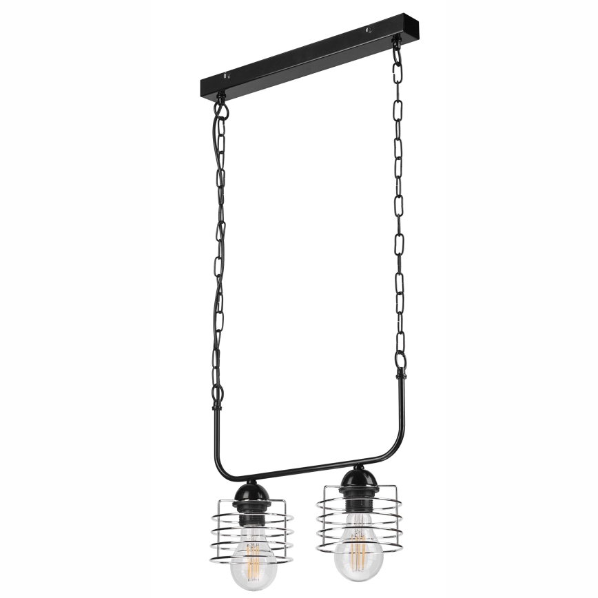 Lustr na řetězu MORGAN 2xE27/60W/230V černá/chrom