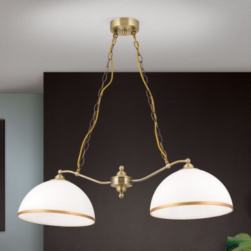 Lustr na řetězu OLD LAMP 2xE27/40W/230V bílá/mosaz