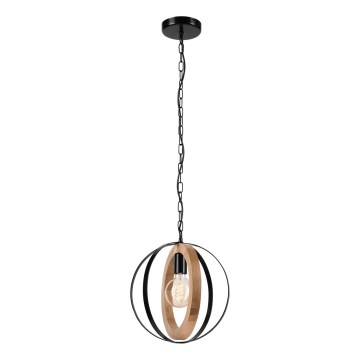 Lustr na řetězu ONDA 1xE27/15W/230V černá/dub