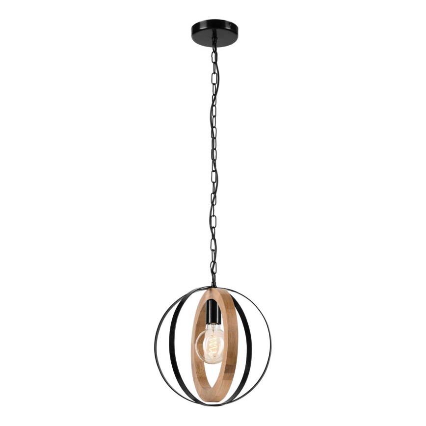 Lustr na řetězu ONDA 1xE27/15W/230V černá/dub