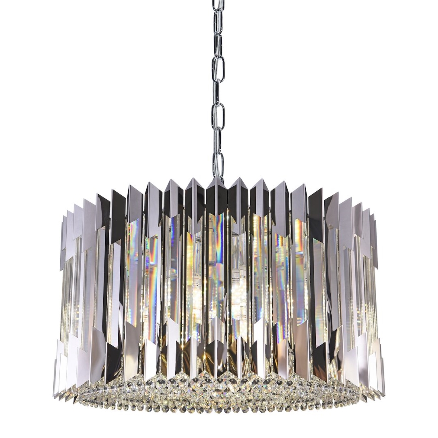 Lustr na řetězu RITZ 12xE14/40W/230V pr. 54 cm lesklý chrom