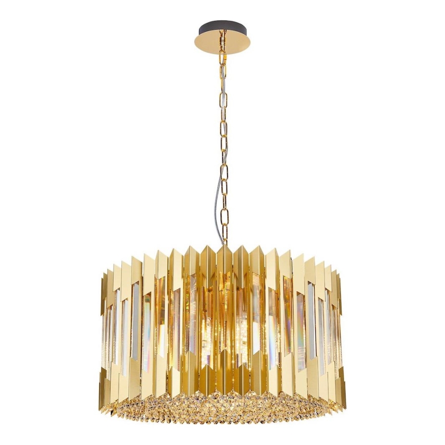 Lustr na řetězu RITZ 12xE14/40W/230V pr. 54 cm zlatá