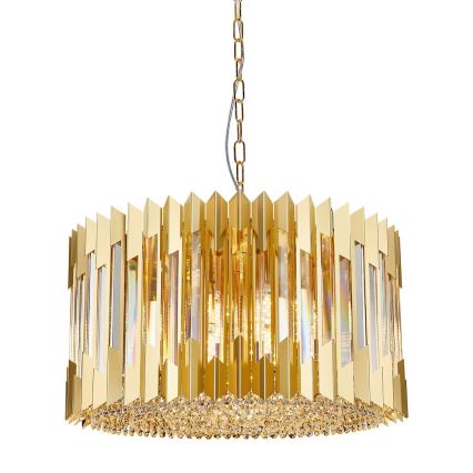 Lustr na řetězu RITZ 12xE14/40W/230V pr. 54 cm zlatá