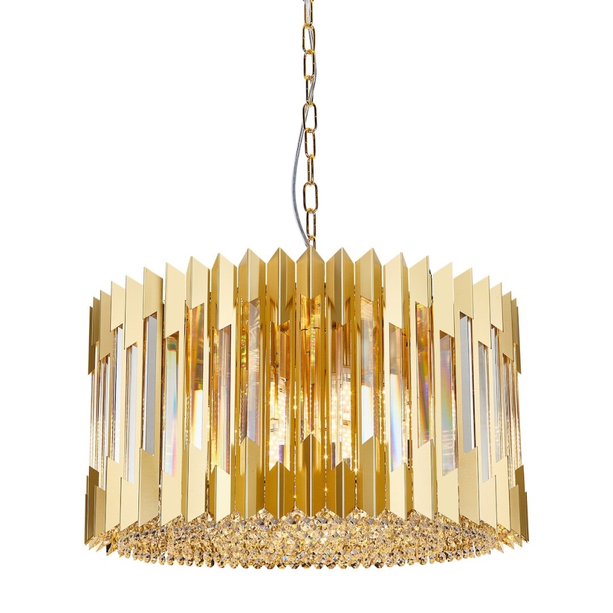 Lustr na řetězu RITZ 12xE14/40W/230V pr. 54 cm zlatá