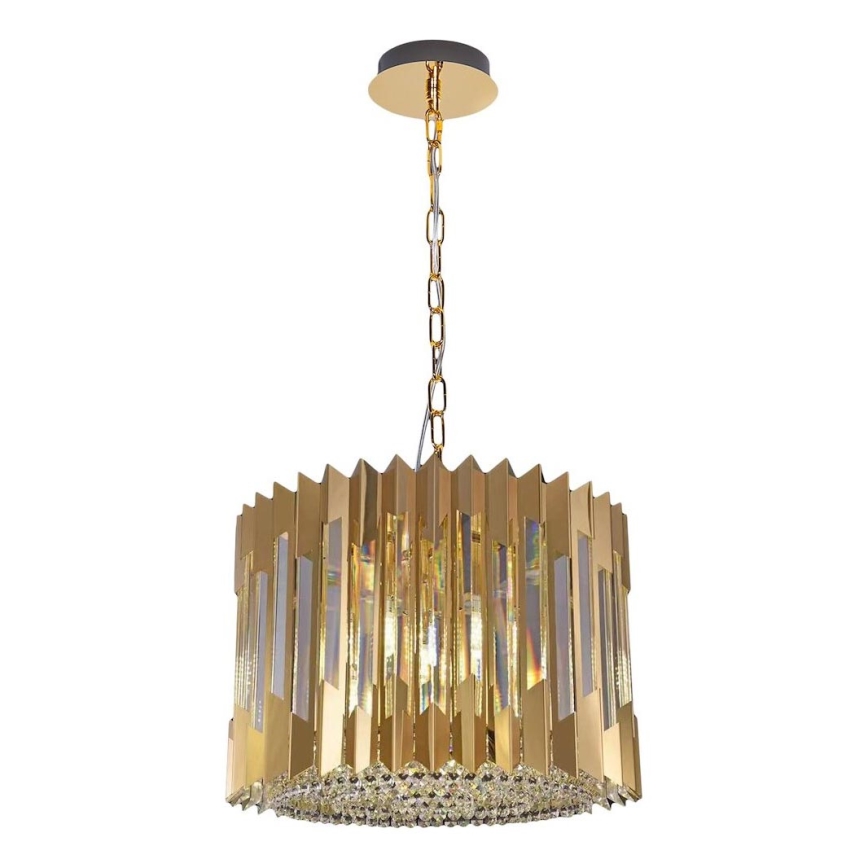 Lustr na řetězu RITZ 7xE14/40W/230V pr. 42 cm zlatá