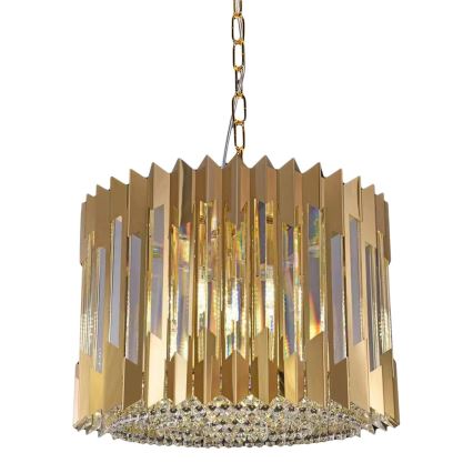 Lustr na řetězu RITZ 7xE14/40W/230V pr. 42 cm zlatá
