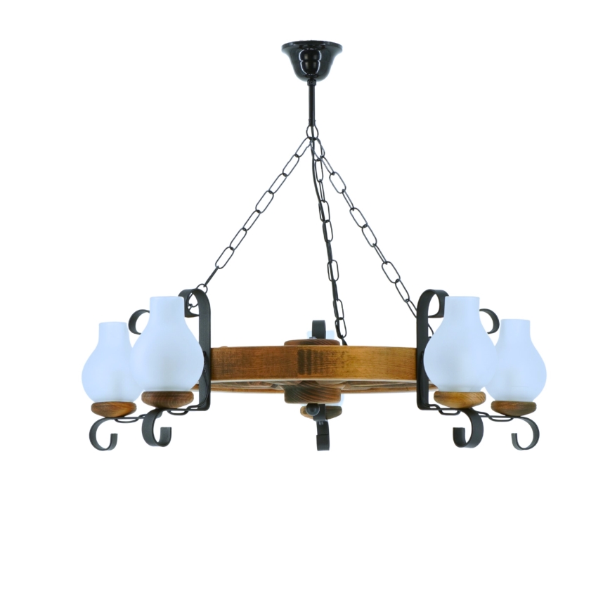 Lustr na řetězu ROATA 5xE14/40W/230V pr. 70 cm buk