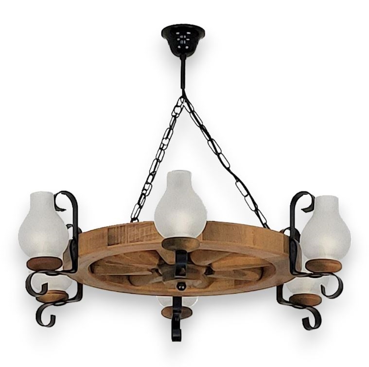 Lustr na řetězu ROATA 6xE14/40W/230V pr. 70 cm buk