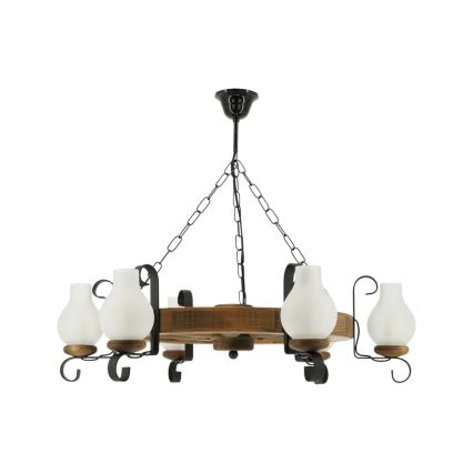 Lustr na řetězu ROATA 6xE14/40W/230V pr. 70 cm buk