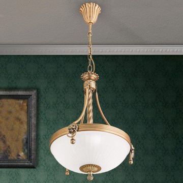 Lustr na řetězu ROCCA 3xE27/60W/230V pr. 32 cm bronz/bílá