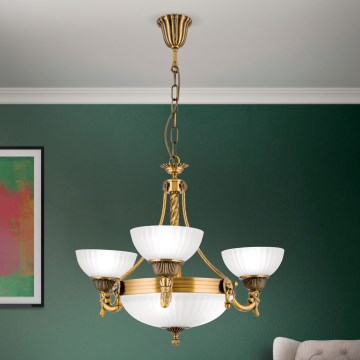 Lustr na řetězu ROCCA 6xE27/60W/230V pr. 64 cm bronz/bílá