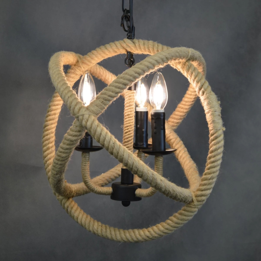 Lustr na řetězu ROPE GLOBO 3xE14/10W/230V