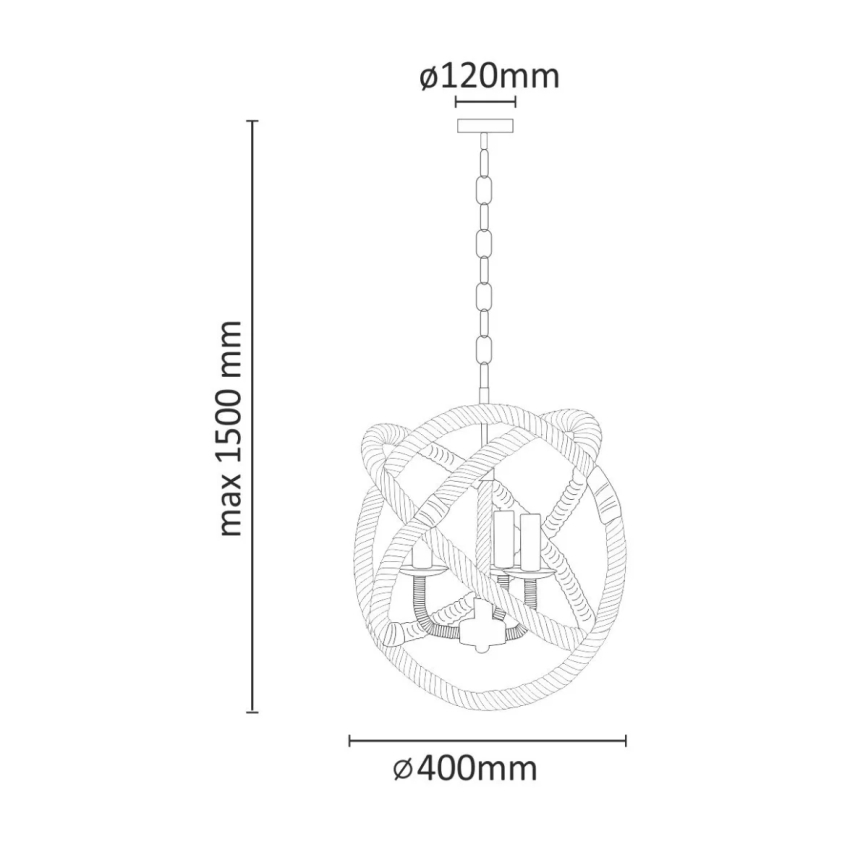 Lustr na řetězu ROPE GLOBO 3xE14/10W/230V