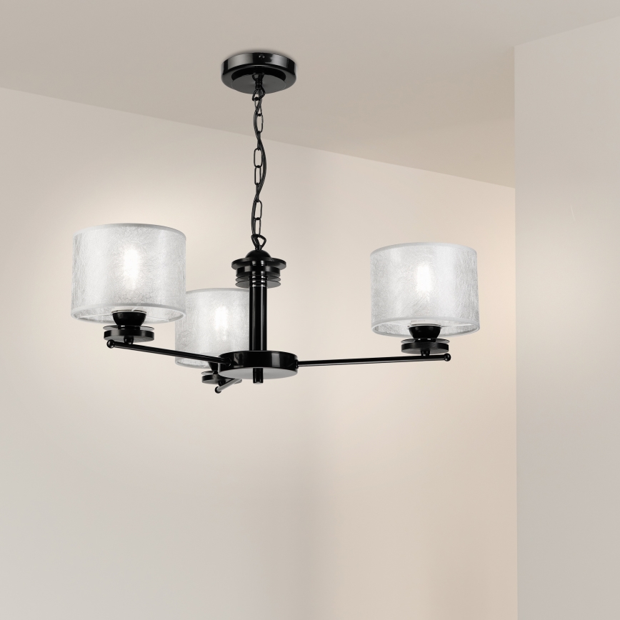 Lustr na řetězu ROSA 3xE27/60W/230V černá/šedá