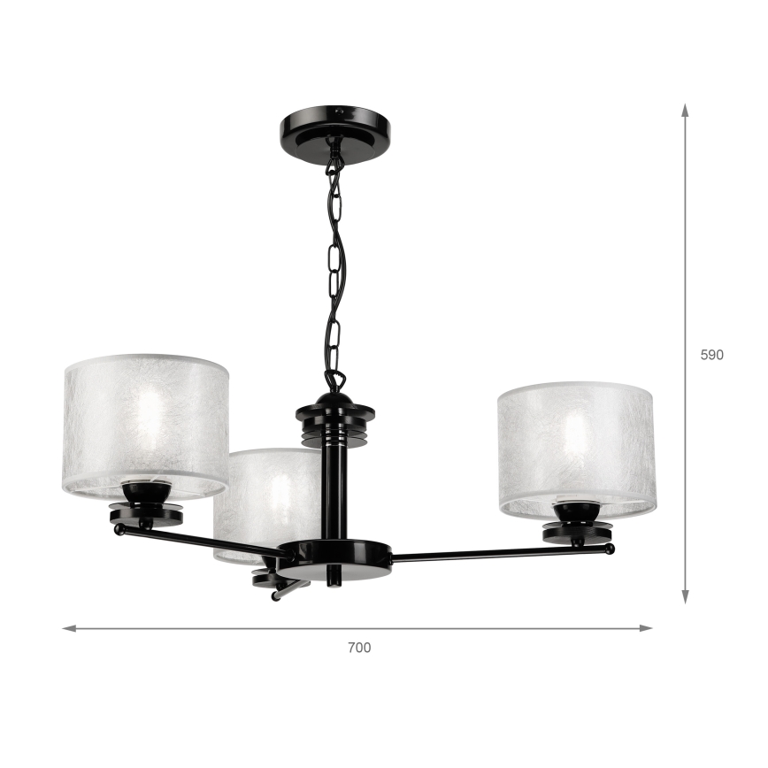 Lustr na řetězu ROSA 3xE27/60W/230V černá/šedá