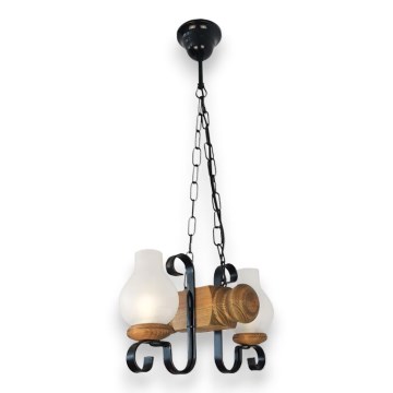 Lustr na řetězu RUSTIC 2xE14/40W/230V buk - FSC certifikováno