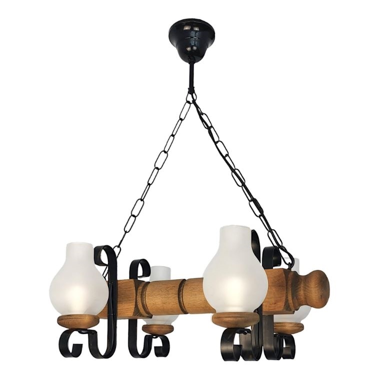 Lustr na řetězu RUSTIC 4xE14/40W/230V buk