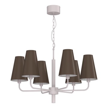 Lustr na řetězu TORTOLA 6xE14/15W/230V hnědá/krémová