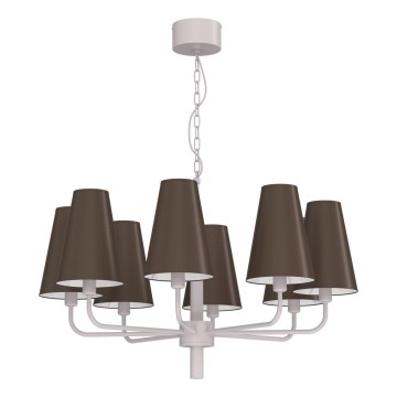 Lustr na řetězu TORTOLA 8xE14/15W/230V hnědá/krémová