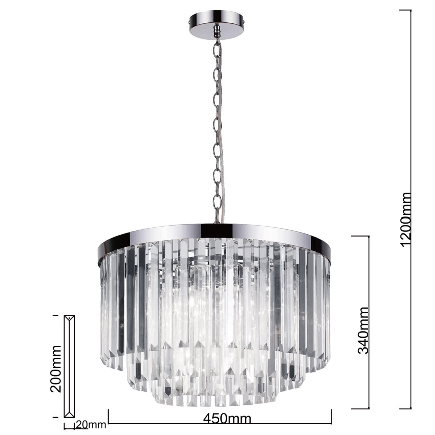 Lustr na řetězu VETRO 5xE14/60W/230V lesklý chrom
