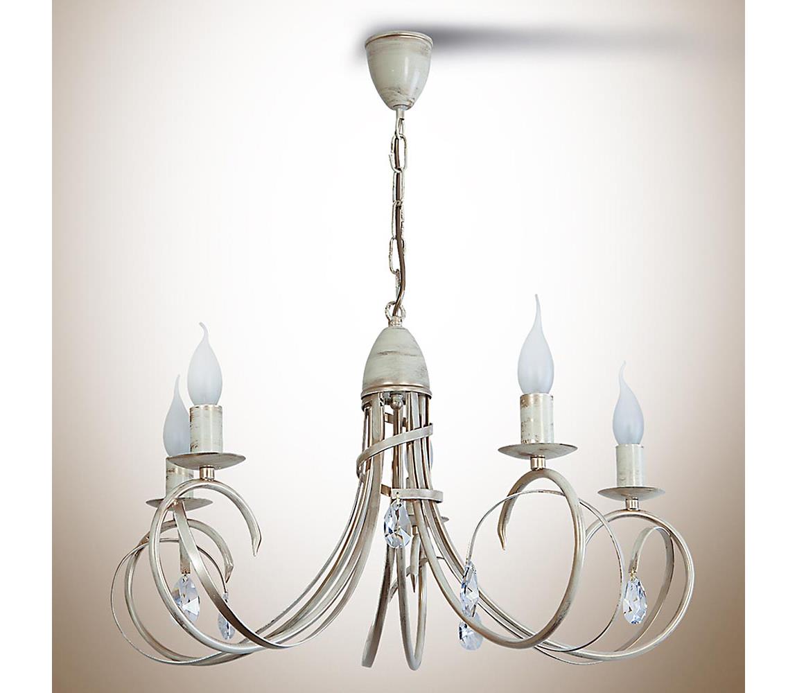 Light4home Lustr na řetězu VIRGINIA CRYSTAL 5xE14/40W/230V bílý LH0040