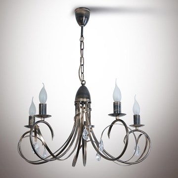 Lustr na řetězu VIRGINIA CRYSTAL 5xE14/40W/230V černý