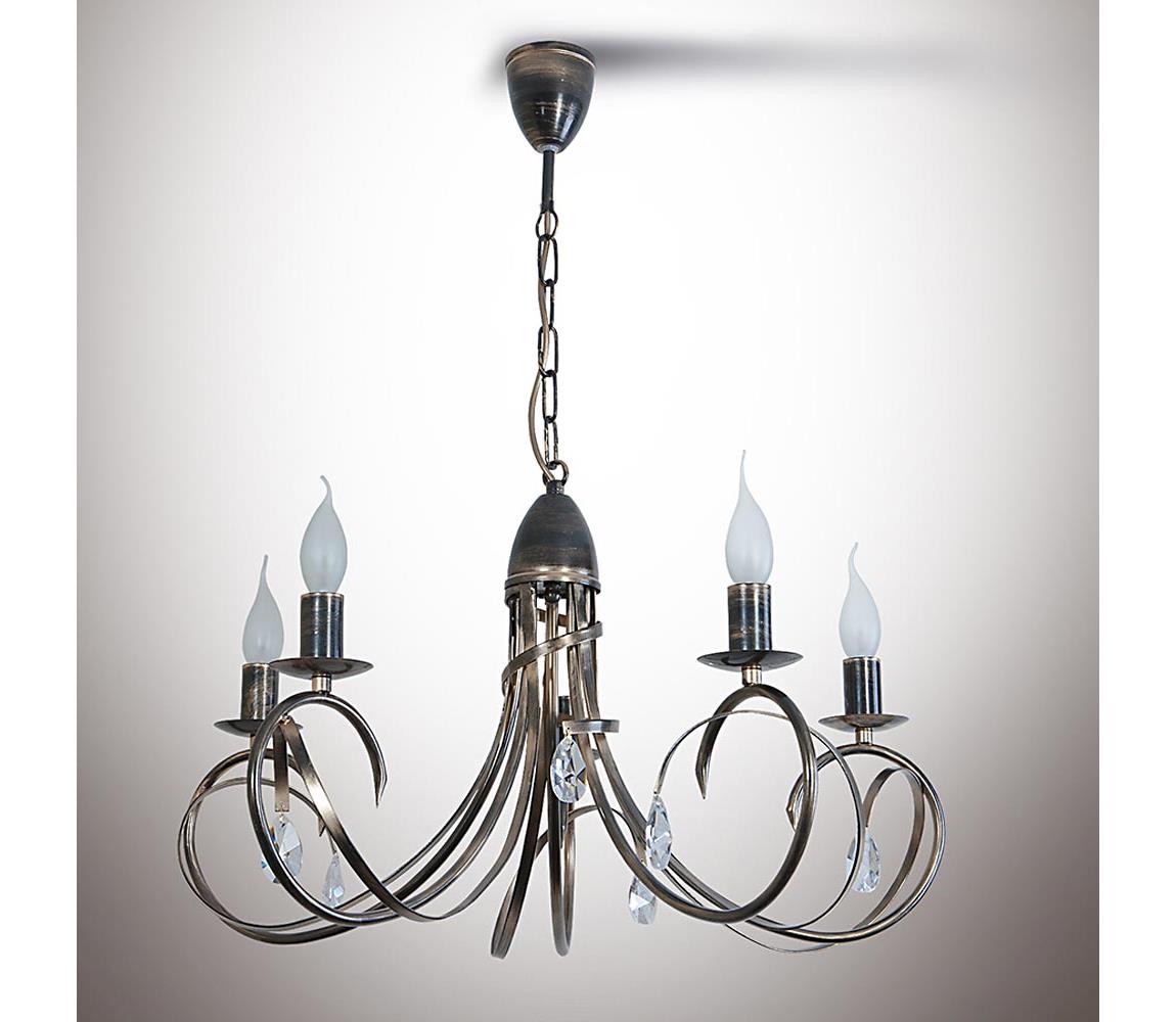 Light4home Lustr na řetězu VIRGINIA CRYSTAL 5xE14/40W/230V černý LH0039