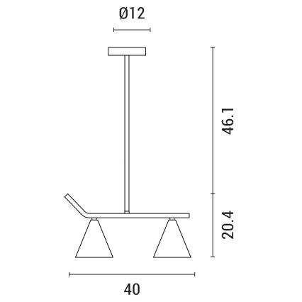 Lustr na tyči 2xE27/40W/230V černá