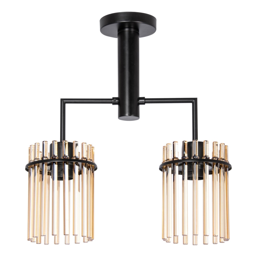 Lustr na tyči 2xE27/60W/230V černá/béžová