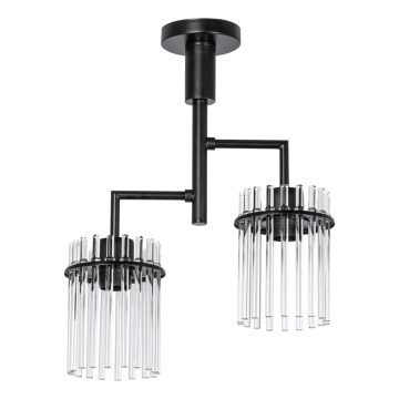 Lustr na tyči 2xE27/60W/230V černá/čirá