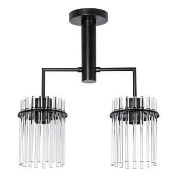 Lustr na tyči 2xE27/60W/230V černá/čirá