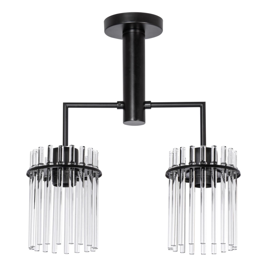 Lustr na tyči 2xE27/60W/230V černá/čirá