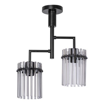 Lustr na tyči 2xE27/60W/230V černá/kouřová