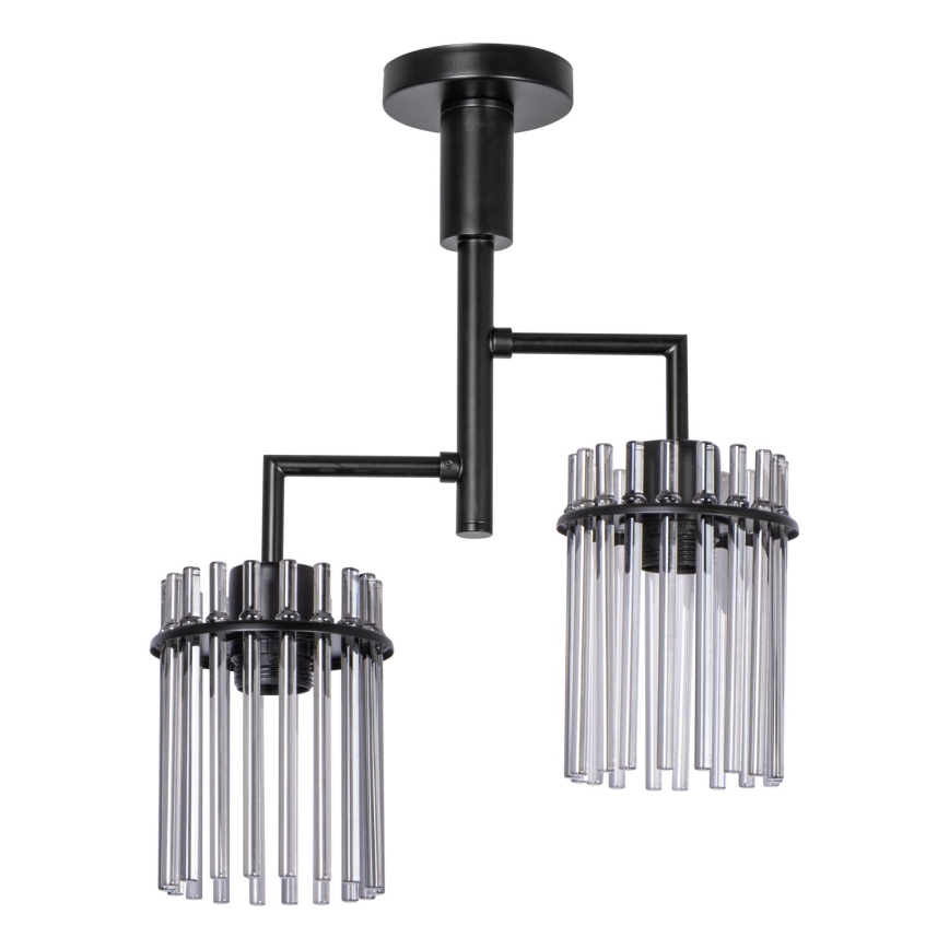 Lustr na tyči 2xE27/60W/230V černá/kouřová