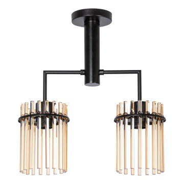 Lustr na tyči 2xE27/60W/230V černá/kouřová