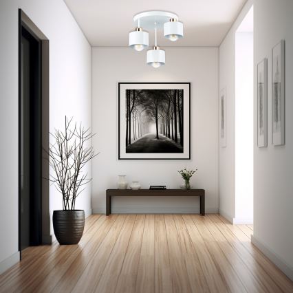 Lustr na tyči 3xE27/35W/230V pr. 30 cm bílá/zlatá
