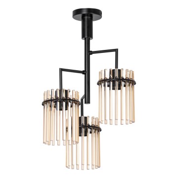 Lustr na tyči 3xE27/60W/230V černá/béžová